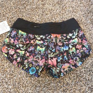 Lululemon Speed Up LR Shorts, 2.5'', Flowerscope Black/Multi, NWT, lined, Size 0
